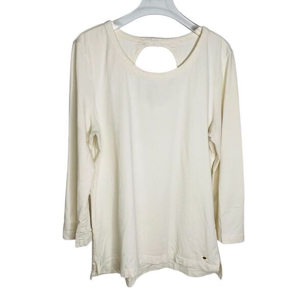 Kate Spade NY Open Back Bow White Cream 3/4 Sleeve Blouse Top Size Large L‎ - Picture 1 of 8